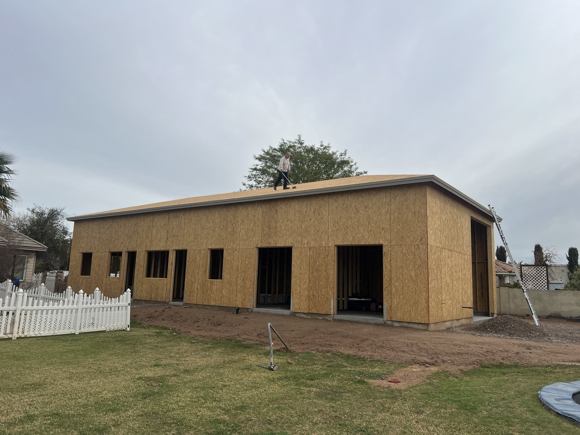 RV garage exterior prepared before stucco installation